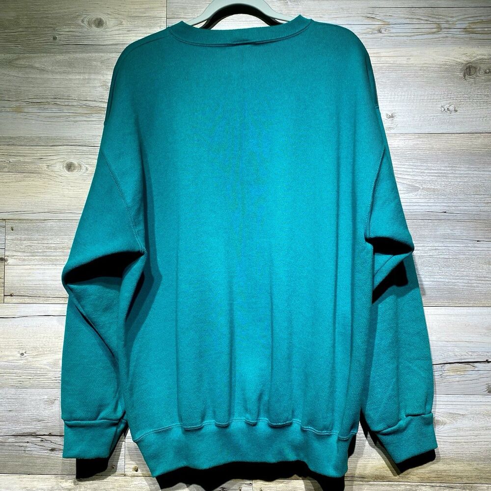 Vintage Tultex Superweight Sweatshirt Teal Blank Men's XL USA Made Crewneck 90s - Picture 2 of 6